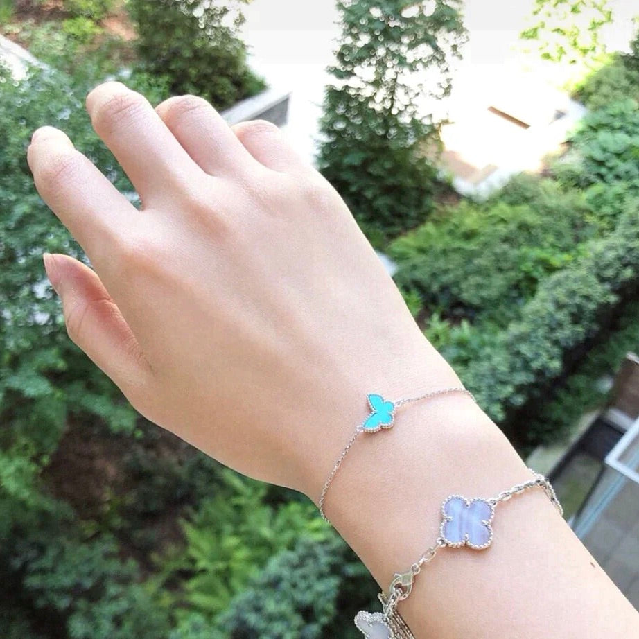 [MIRA]BUTTERFLY TURQUOISE BUTTERFLY BRACELET SILVER
