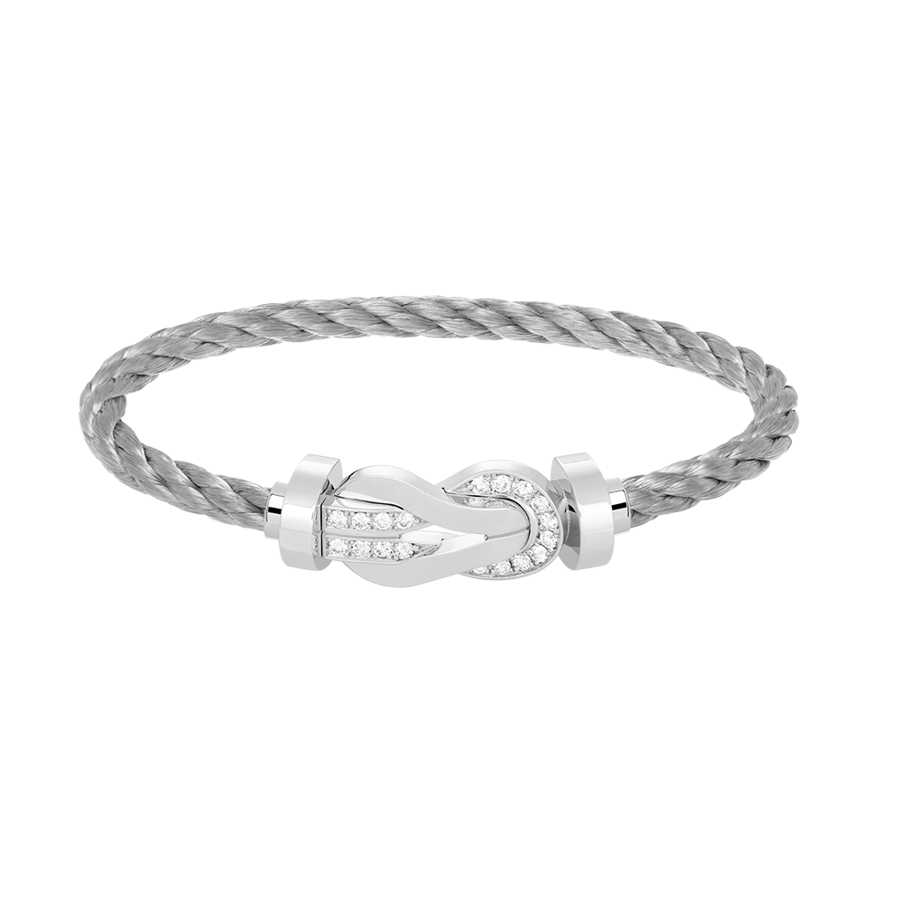 [MIRA]CHANCE LARGE 8 FIGURE BUCKLE HALF DIAMOND BRACELET SILVER