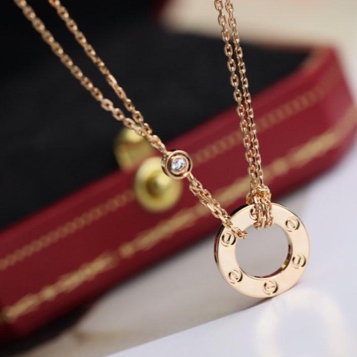 [MIRA]LOVE NECKLACE ADJUSTABLE ROSE GOLD 2 DIAMOND
