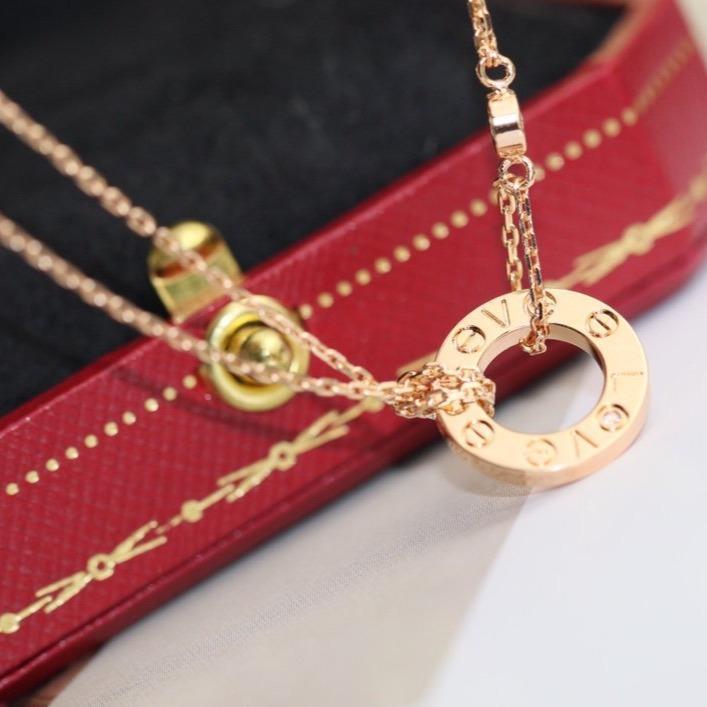[MIRA]LOVE NECKLACE ADJUSTABLE ROSE GOLD 2 DIAMOND
