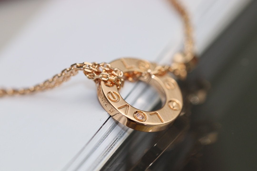 [MIRA]LOVE NECKLACE ADJUSTABLE ROSE GOLD 2 DIAMOND