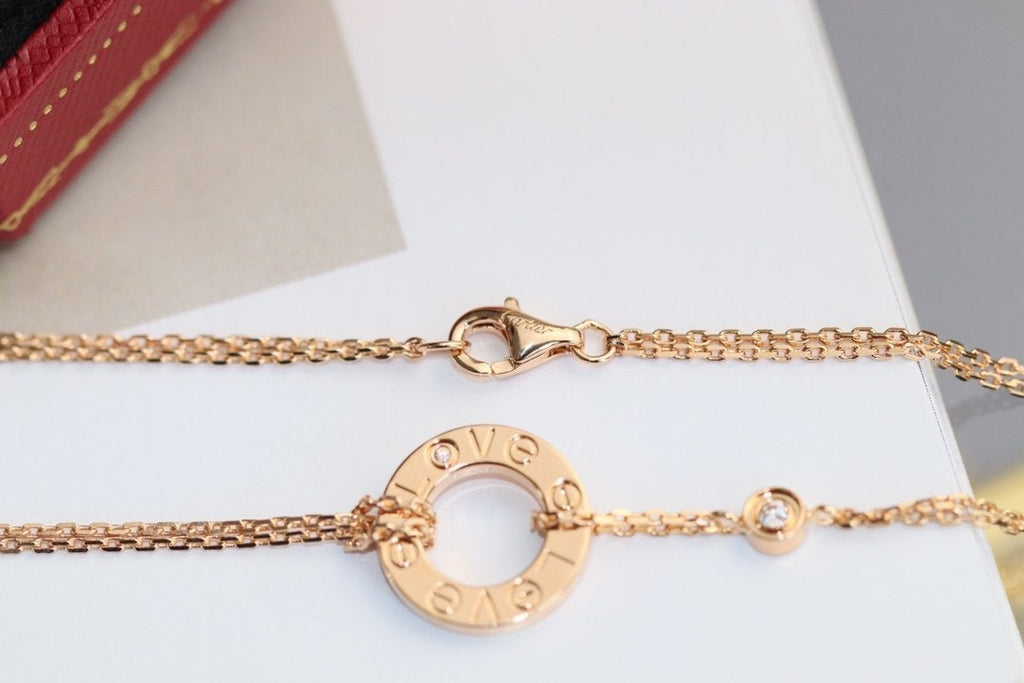 [MIRA]LOVE NECKLACE ADJUSTABLE ROSE GOLD 2 DIAMOND
