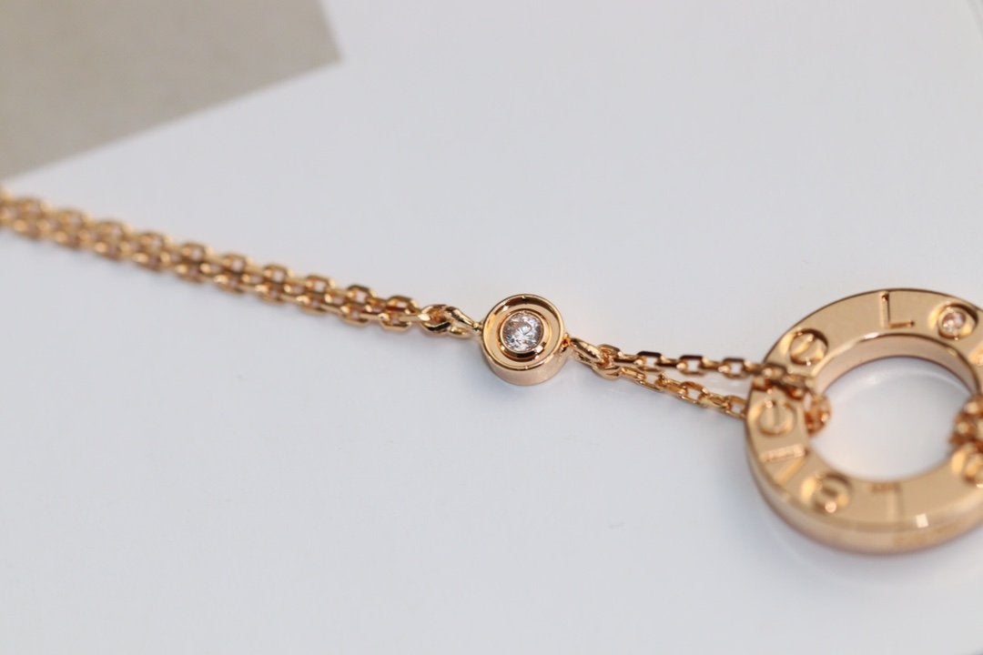 [MIRA]LOVE NECKLACE ADJUSTABLE ROSE GOLD 2 DIAMOND
