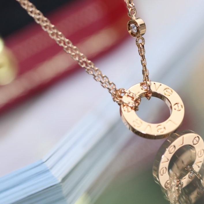 [MIRA]LOVE NECKLACE ADJUSTABLE ROSE GOLD 2 DIAMOND