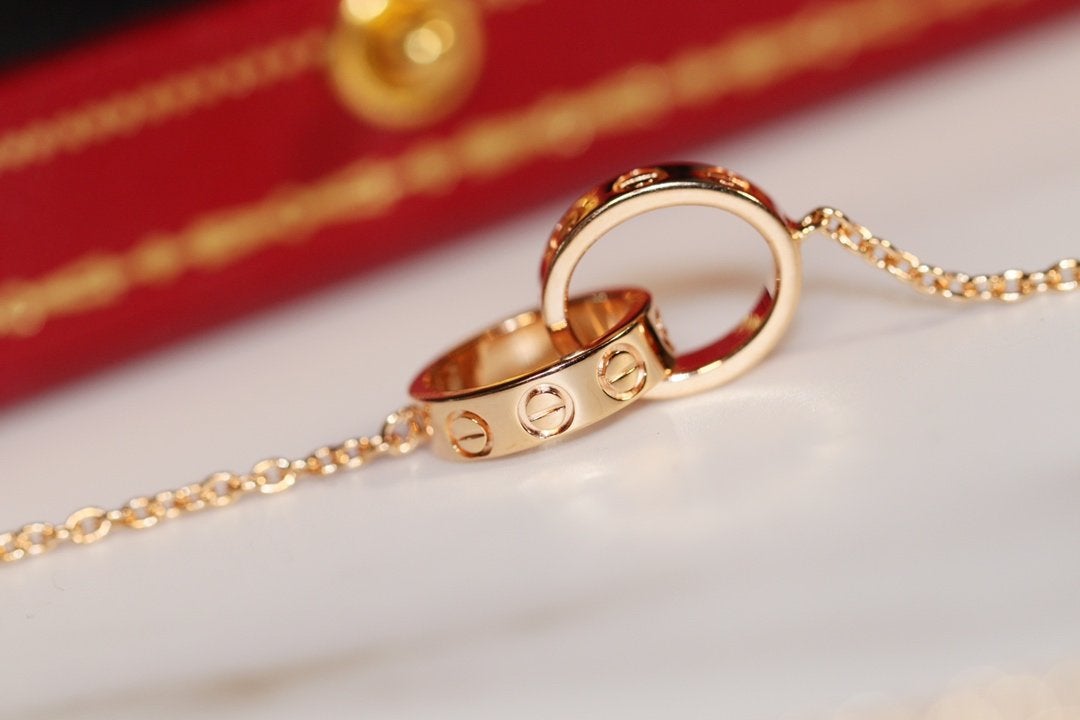 [MIRA]LOVE NECKLACE PINK GOLD AND SILVER