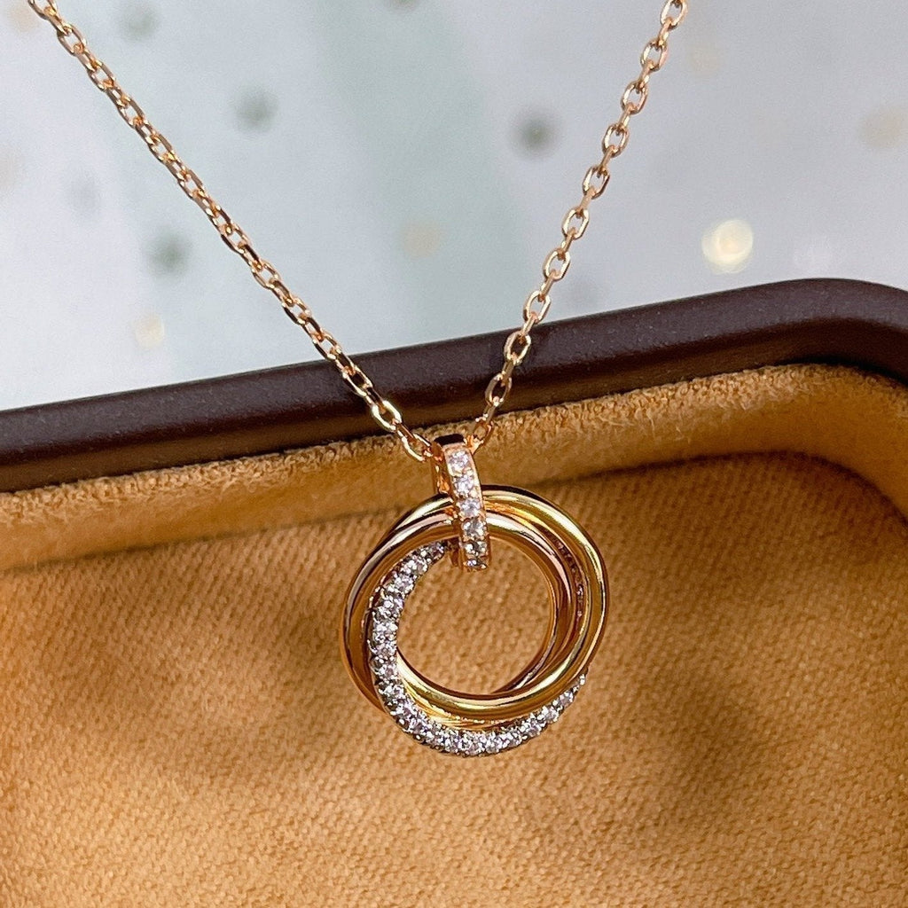 [MIRA]TRINITY NECKLACE SILVER GOLD PINK GOLD DIAMONDS