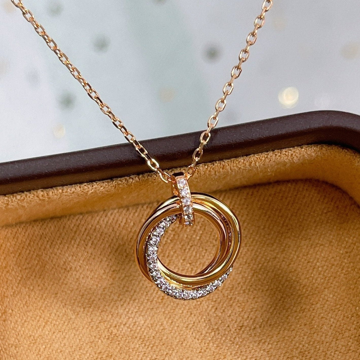 [MIRA]TRINITY NECKLACE SILVER GOLD PINK GOLD DIAMONDS