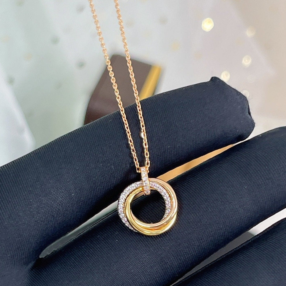 [MIRA]TRINITY NECKLACE SILVER GOLD PINK GOLD DIAMONDS