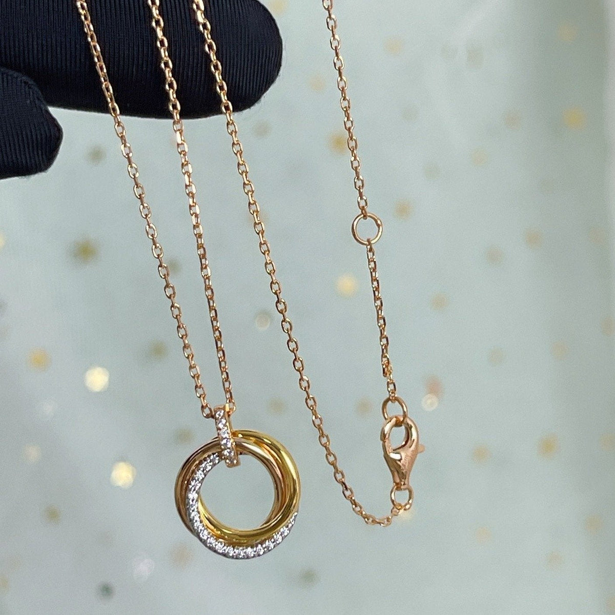 [MIRA]TRINITY NECKLACE SILVER GOLD PINK GOLD DIAMONDS