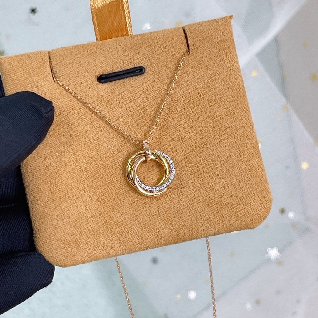 [MIRA]TRINITY NECKLACE SILVER GOLD PINK GOLD DIAMONDS