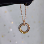 [MIRA]TRINITY NECKLACE SILVER GOLD PINK GOLD DIAMONDS