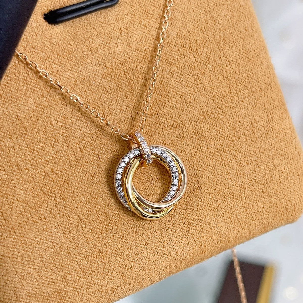 [MIRA]TRINITY NECKLACE SILVER GOLD PINK GOLD DIAMONDS