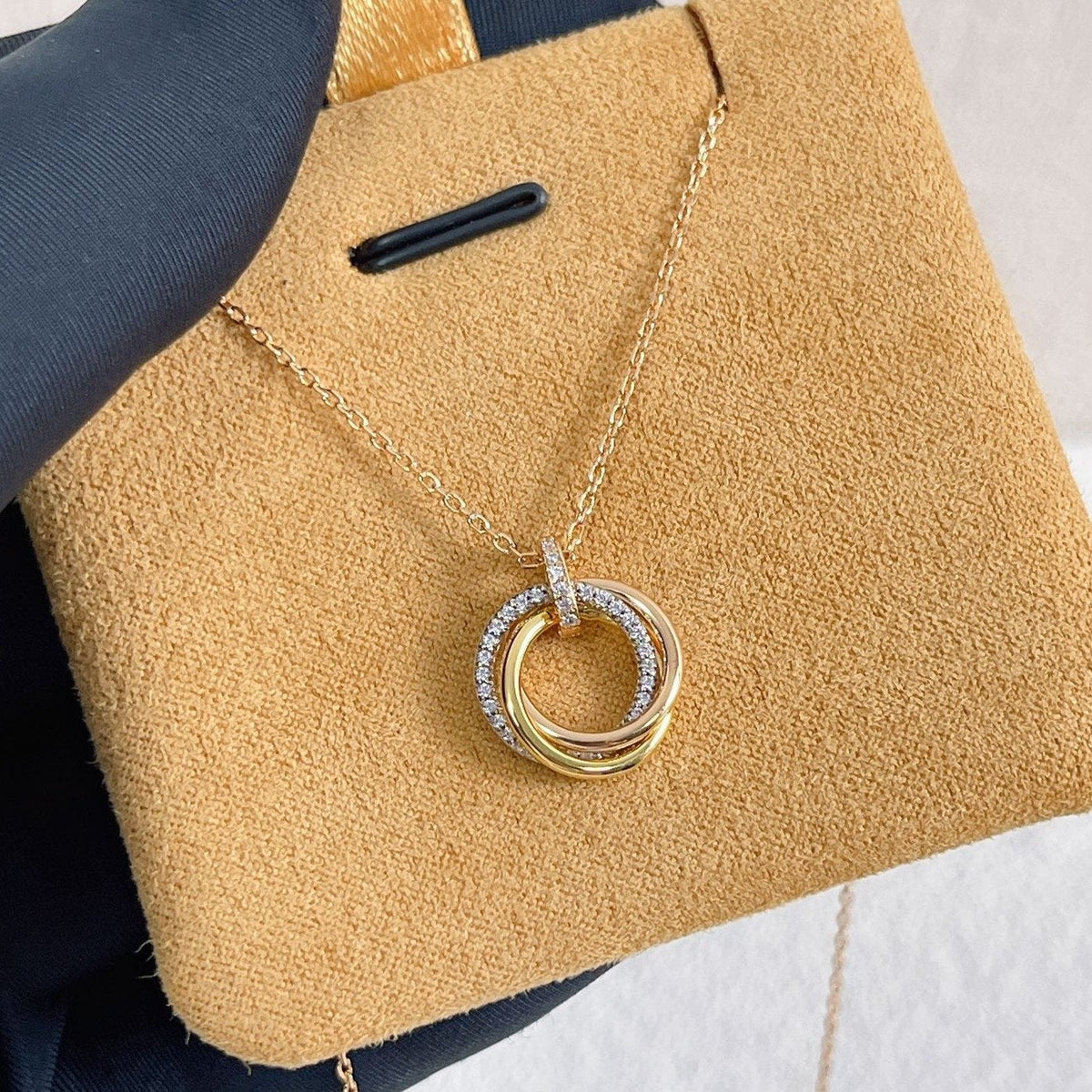 [MIRA]TRINITY NECKLACE SILVER GOLD PINK GOLD DIAMONDS
