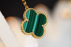[MIRA]CLOVER EARRINGS GOLD MALACHITE DIAMOND 3 MOTIF