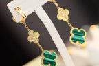 [MIRA]CLOVER EARRINGS GOLD MALACHITE DIAMOND 3 MOTIF