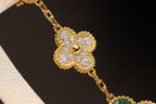 [MIRA]CLOVER EARRINGS GOLD MALACHITE DIAMOND 3 MOTIF