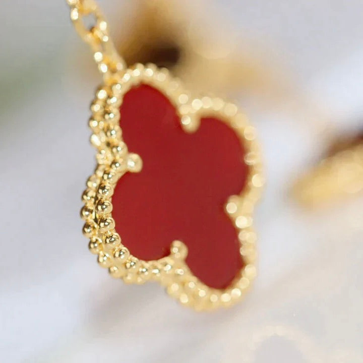 [MIRA]CLOVER  2 MOTIF  TIGER EYE CARNELIAN EARRINGS