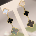 [MIRA]CLOVER EARRINGS GOLD ONYX MOP 3 MOTIF