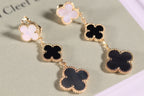[MIRA]CLOVER EARRINGS GOLD ONYX MOP 3 MOTIF