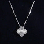 [MIRA]CLOVER  15MM DIAMOND LASER NECKLACE SILVER