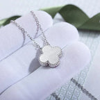 [MIRA]CLOVER  15MM DIAMOND LASER NECKLACE SILVER