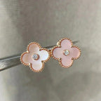 [MIRA]CLOVER MEDIUM 1 MOTIFS  PINK MOP DIAMOND EARRINGS