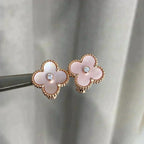[MIRA]CLOVER MEDIUM 1 MOTIFS  PINK MOP DIAMOND EARRINGS
