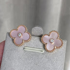 [MIRA]CLOVER MEDIUM 1 MOTIFS  PINK MOP DIAMOND EARRINGS