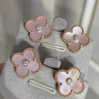 [MIRA]CLOVER MEDIUM 1 MOTIFS  PINK MOP DIAMOND EARRINGS