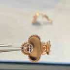 [MIRA]CLOVER MEDIUM 1 MOTIFS GRAY MOP  DIAMOND EARRINGS