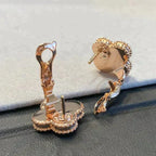 [MIRA]CLOVER MEDIUM 1 MOTIFS GRAY MOP  DIAMOND EARRINGS