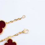 [MIRA]CLOVER BRACELET 5 MOTIFS CARNELIAN TIGER EYE