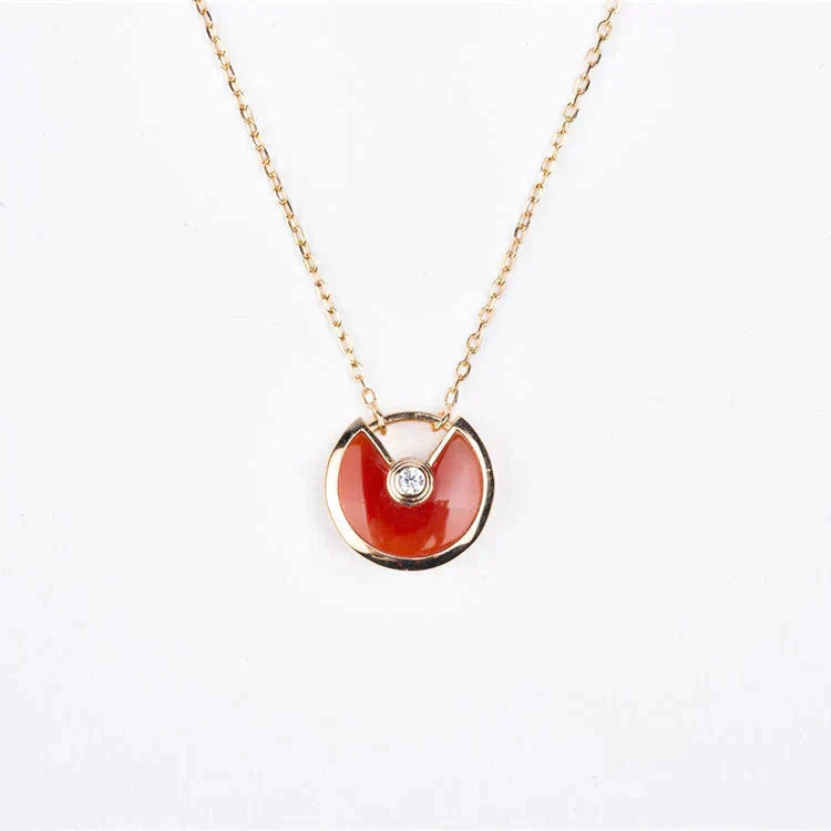 [MIRA]AMULETTE GOLD CARNELIAN ONYX NECKLACE