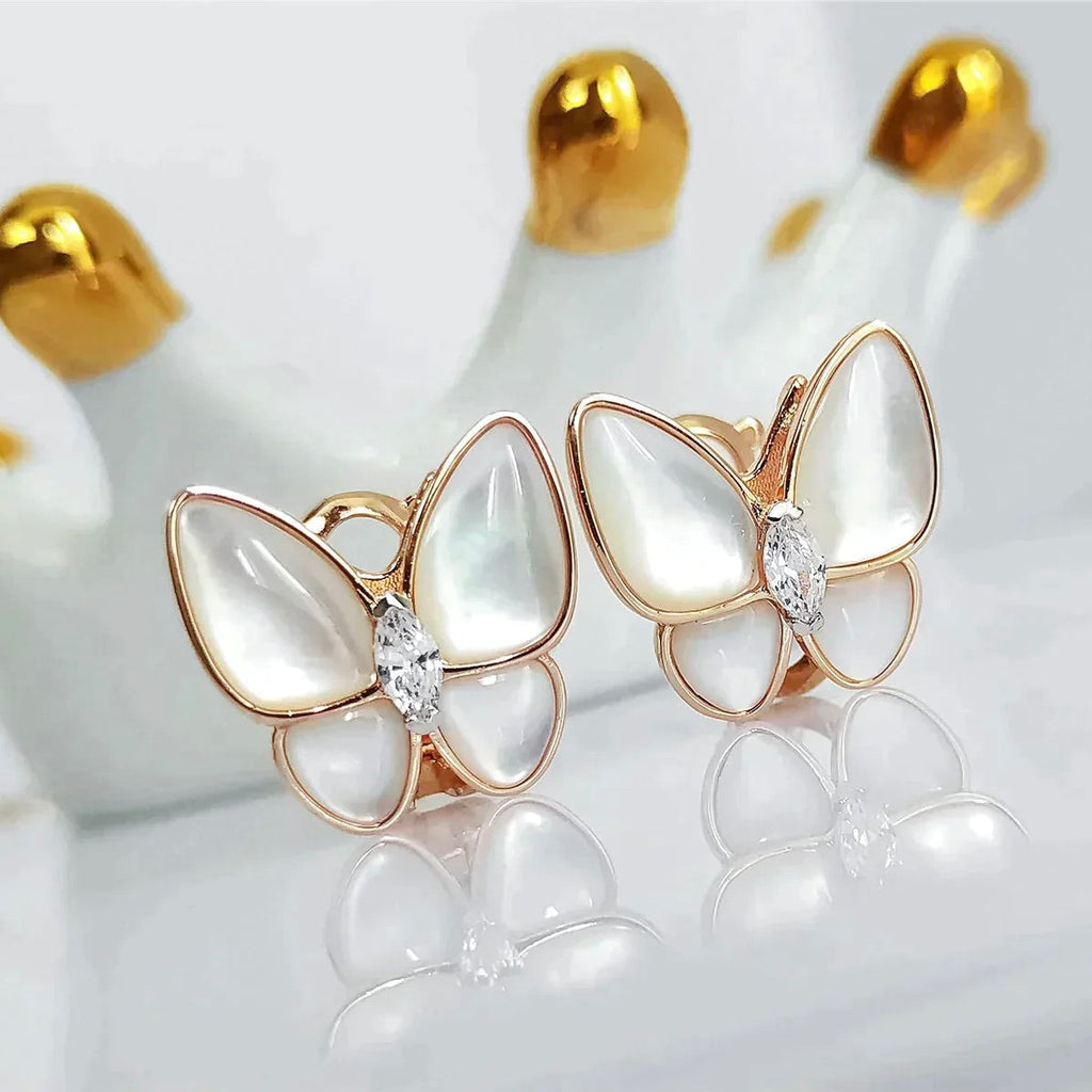 [MIRA]BUTTERFLY MOP DIAMOND EARRINGS