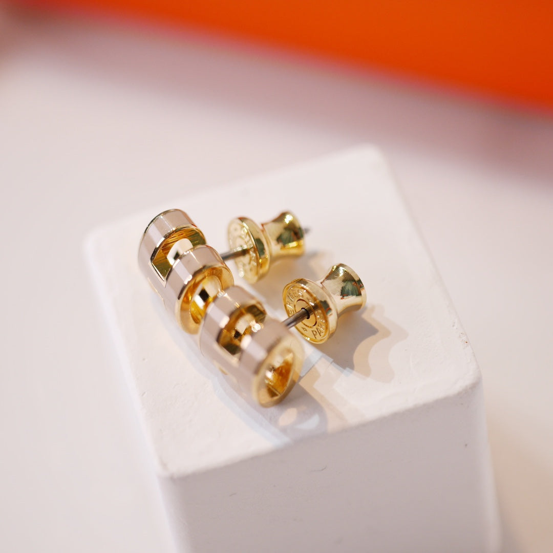 [MIRA]MINI POP H GOLD EARRINGS GREY