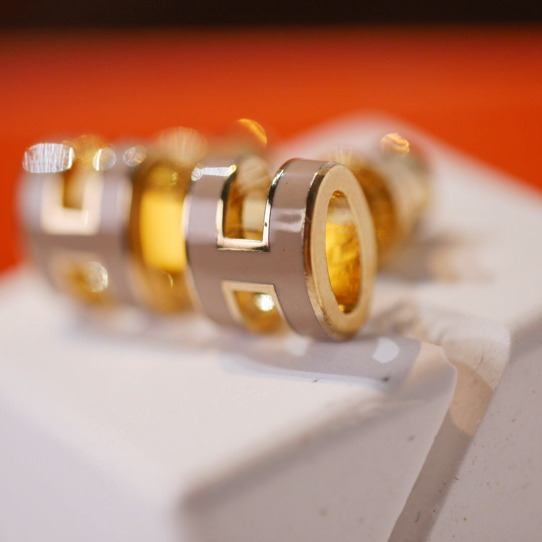 [MIRA]MINI POP H GOLD EARRINGS GREY