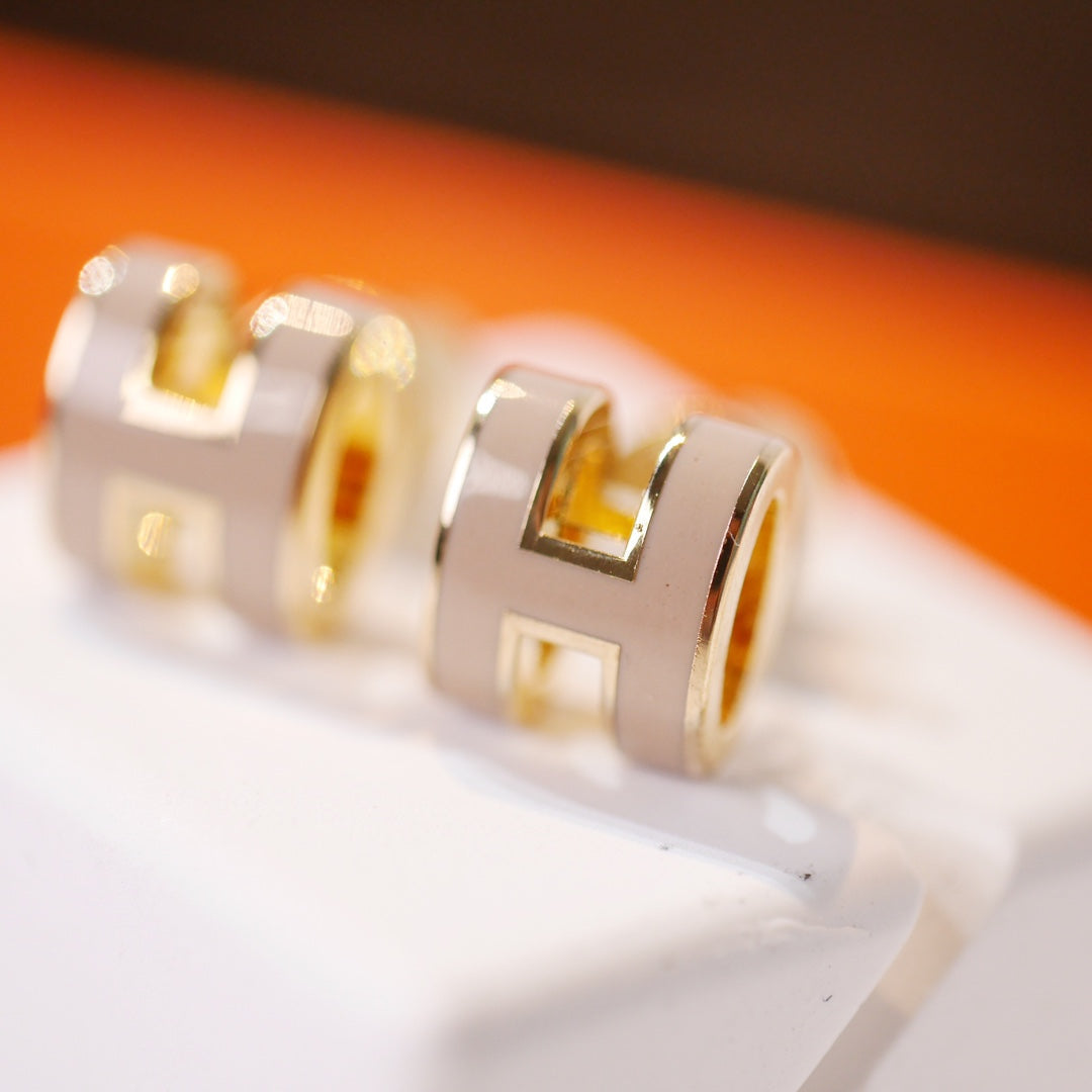 [MIRA]MINI POP H GOLD EARRINGS GREY