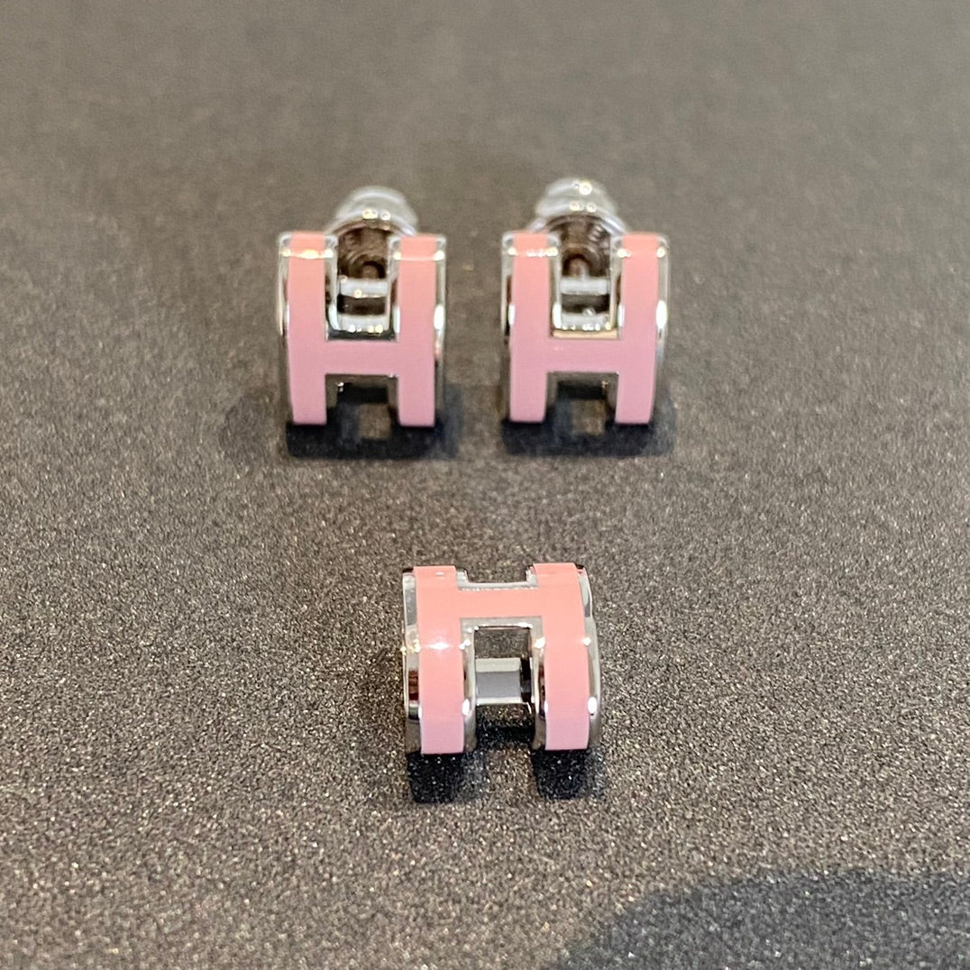 [MIRA]MINI POP H SILVER EARRINGS PINK