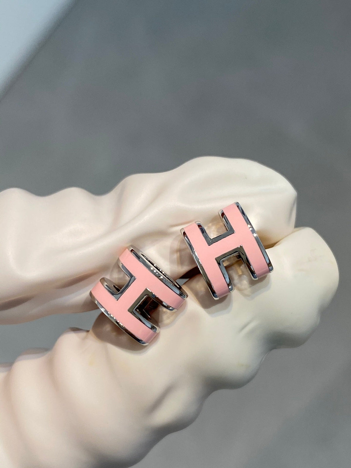 [MIRA]MINI POP H SILVER EARRINGS PINK