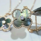 [MIRA]CLOVER 15MM DIAMOND AND MOTHER-OF-GREY NECKLACE