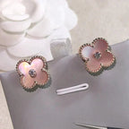 [MIRA]CLOVER MEDIUM 1 MOTIFS  PINK MOP DIAMOND EARRINGS