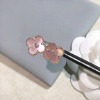 [MIRA]CLOVER MEDIUM 1 MOTIFS  PINK MOP DIAMOND EARRINGS