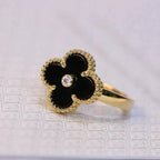 [MIRA]CLOVER ONYX RING GOLD DIAMOND