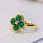 [MIRA]CLOVER MALACHITE RING GOLD DIAMOND