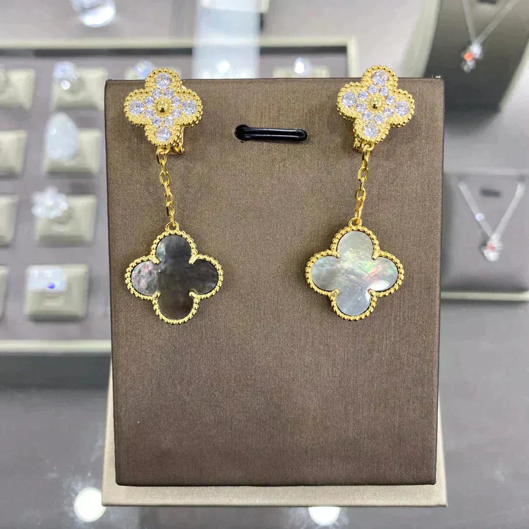 [MIRA]CLOVER  2 MOTIFS  DIAMOND  EARRINGS (MULTIPLE CHOICES?¡ä