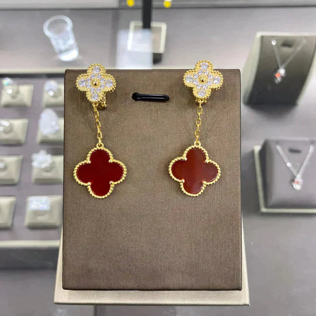 [MIRA]CLOVER  2 MOTIFS  DIAMOND  EARRINGS (MULTIPLE CHOICES?¡ä