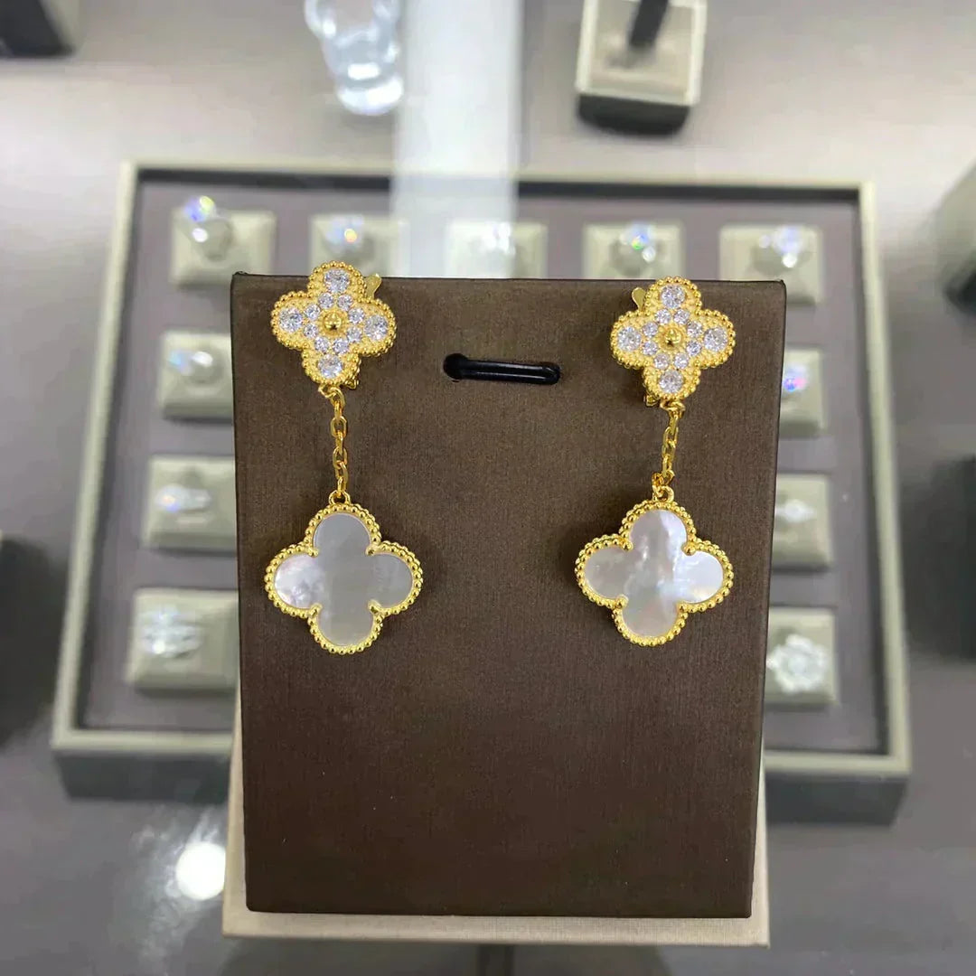 [MIRA]CLOVER  2 MOTIFS  DIAMOND  EARRINGS (MULTIPLE CHOICES?¡ä