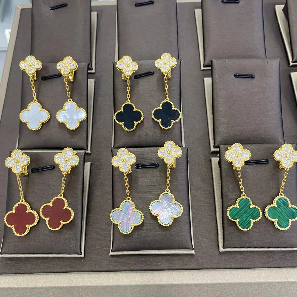 [MIRA]CLOVER  2 MOTIFS  DIAMOND  EARRINGS (MULTIPLE CHOICES?¡ä
