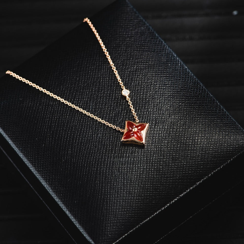 [MIRA]STAR NECKLACE PINK GOLD 1 DIAMOND