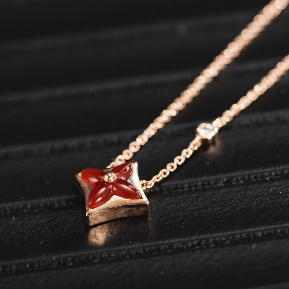 [MIRA]STAR NECKLACE PINK GOLD 1 DIAMOND